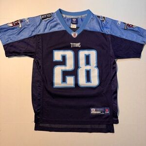 Vtg Reebok Tennessee Titans Chris Johnson #28 NFL On Field Jersey Youth Large